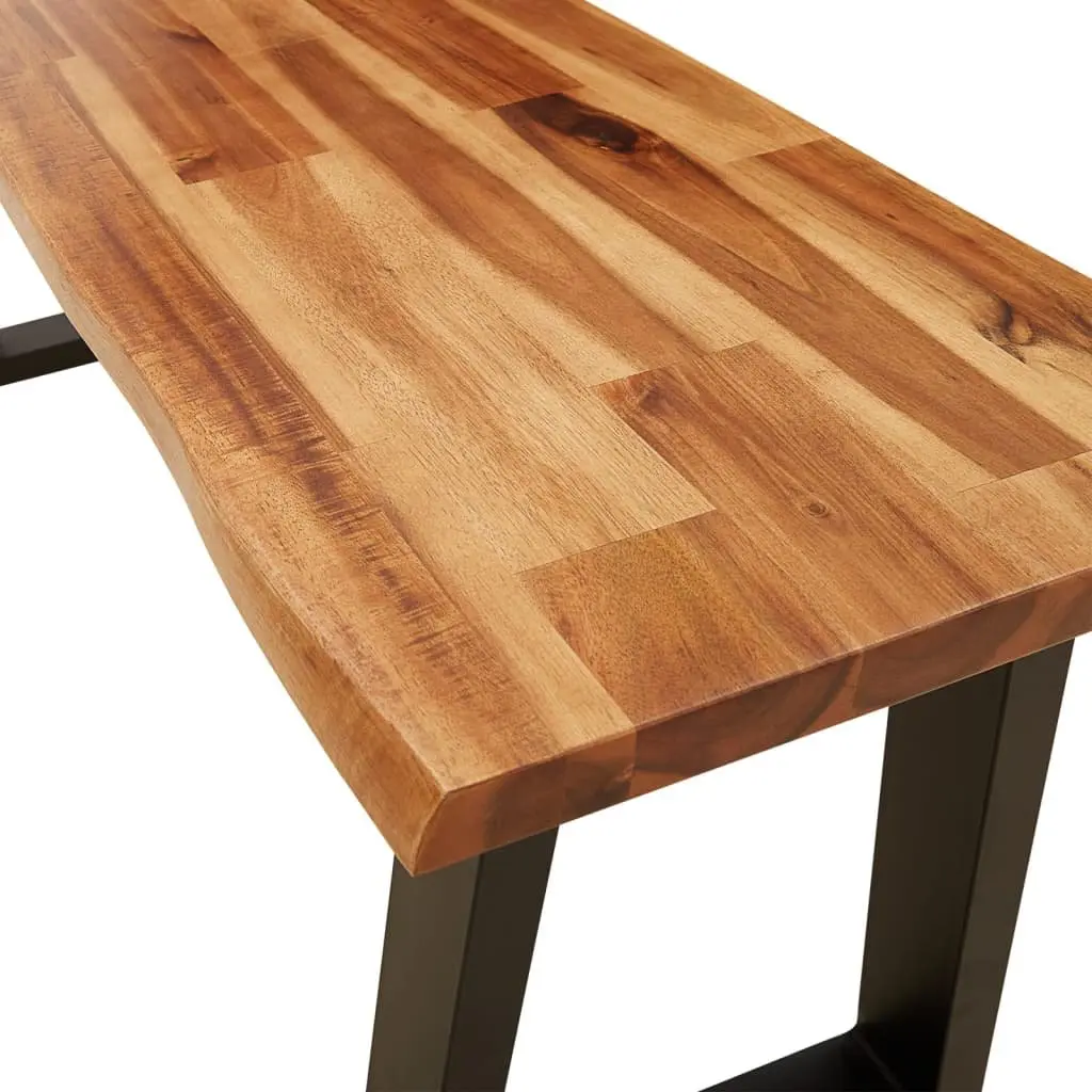 Solid Wood Bench Brown Live Edge 110cm Dining Room Hallway Storage Furniture