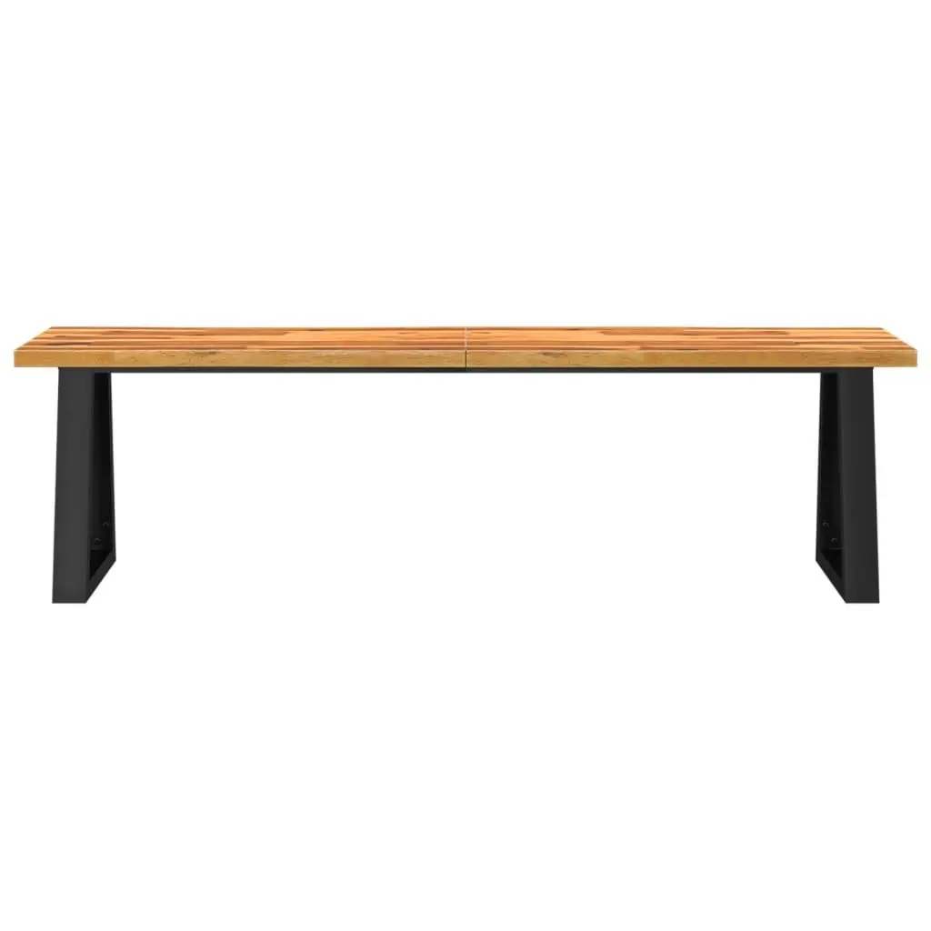 Solid Acacia Wood Bench Brown 160cm Live Edge Seating Furniture