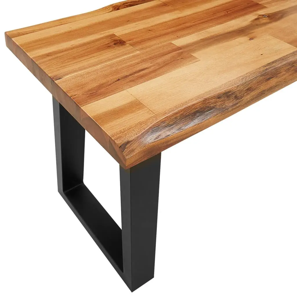 Solid Acacia Wood Bench Brown 160cm Live Edge Seating Furniture
