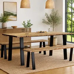 Compact and Sturdy Dining Table in Brown Finish