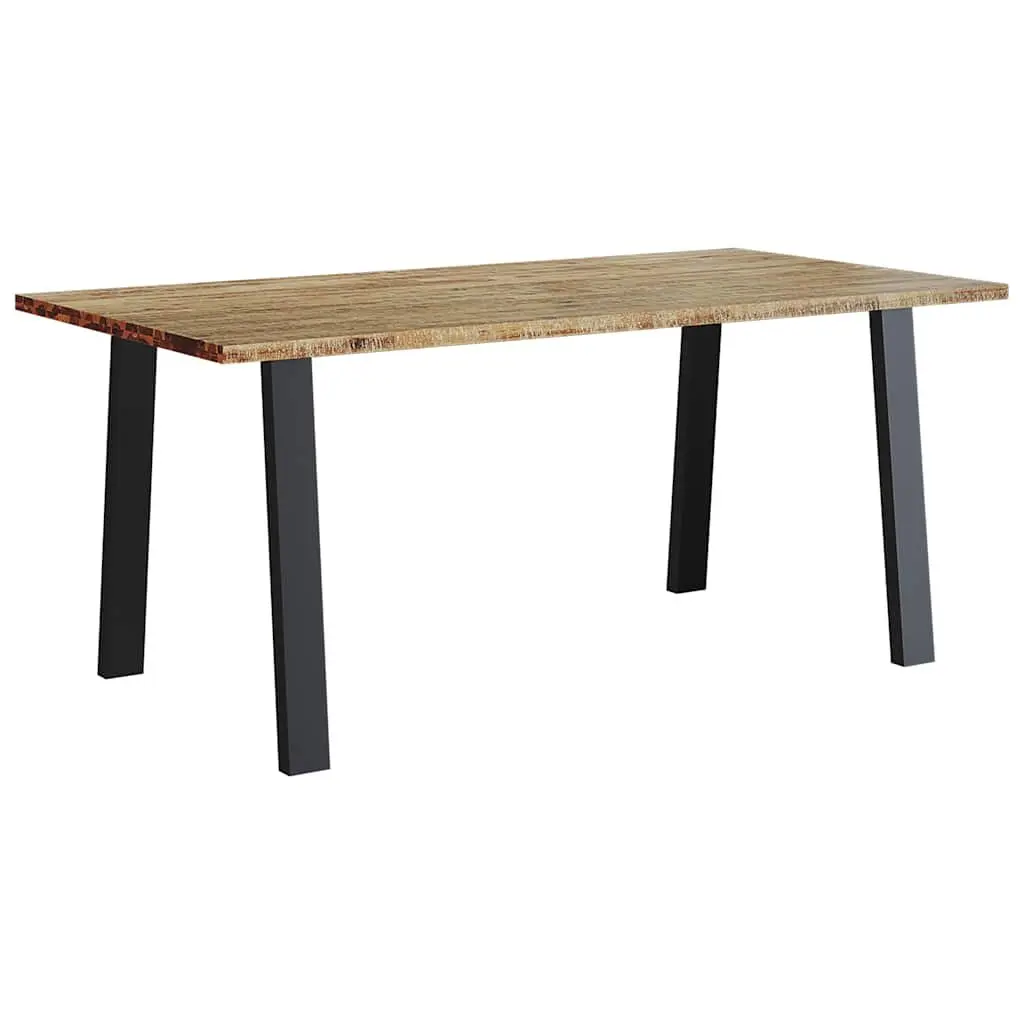Dining Table Brown 150x90x75cm Solid Acacia Wood Top Steel Legs