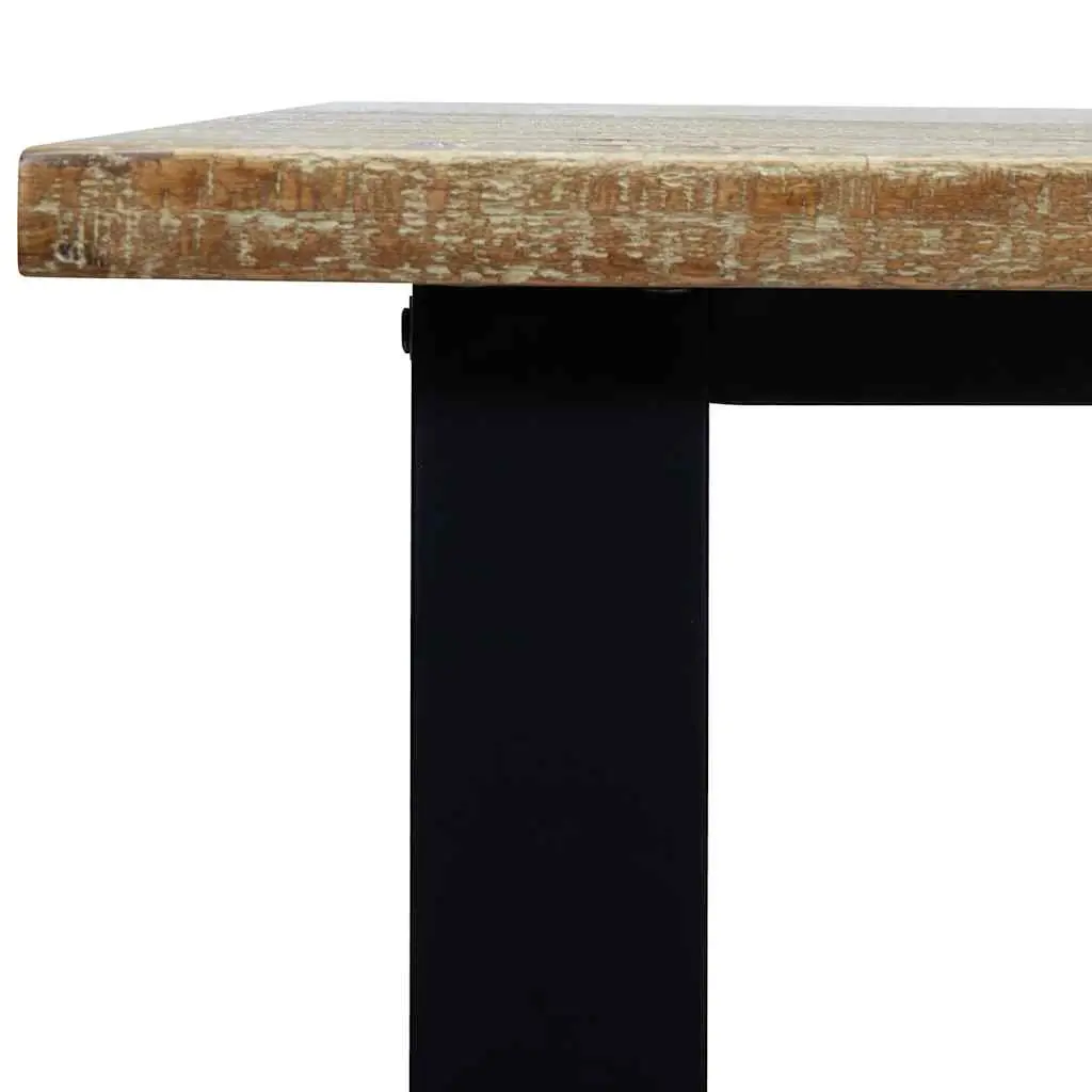 Dining Table Brown 200x90x75 cm Solid Acacia Wood Top Powder-Coated Steel Legs