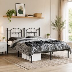 Black Metal Bed Frame with Headboard - Reliable and Sturdy