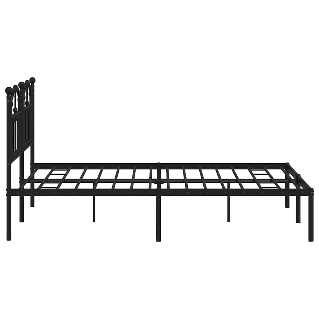 Metal Bed Frame Black 150x200 cm with Headboard