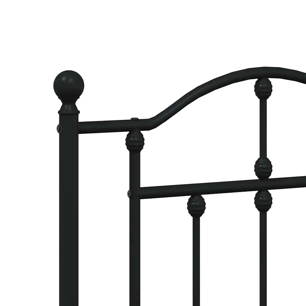 Metal Bed Frame Black 150x200 cm with Headboard