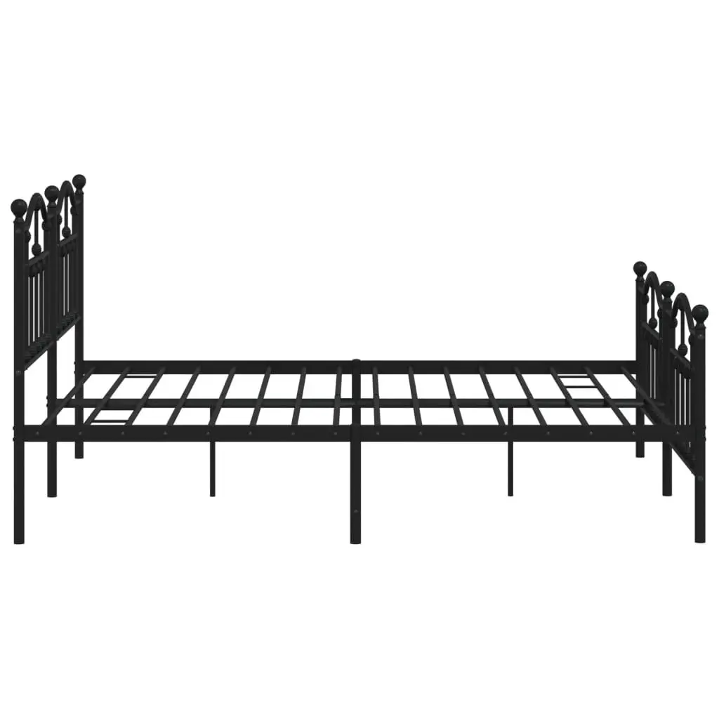 Metal Bed Frame Black King Size 183x203 cm Sturdy Powder-Coated Steel with Headboard Footboard