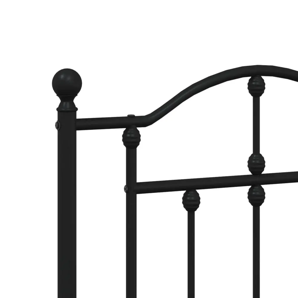 Metal Bed Frame Black King Size 183x203 cm Sturdy Powder-Coated Steel with Headboard Footboard