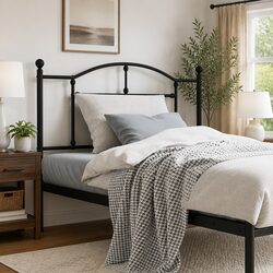 Metal Headboard Black 107cm Bed Frame Header Bedroom Furniture Stylish Design