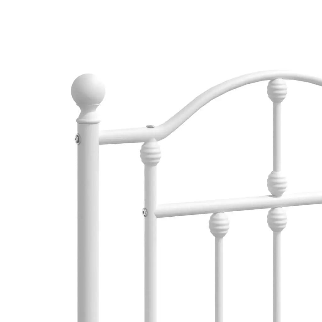 Metal Bed Frame White 150x200 cm with Headboard Steel Slats