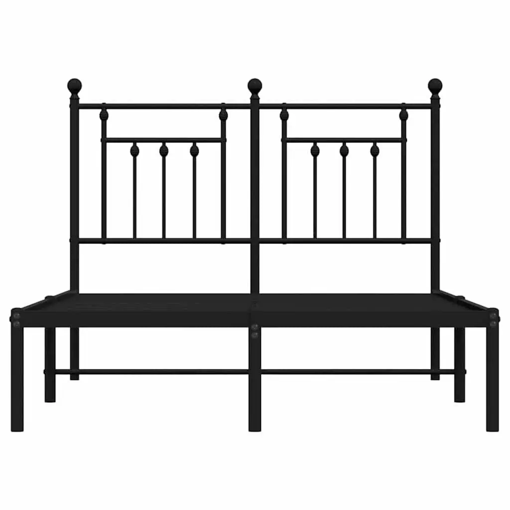 Black Metal Bed Frame 135x190 cm with Headboard