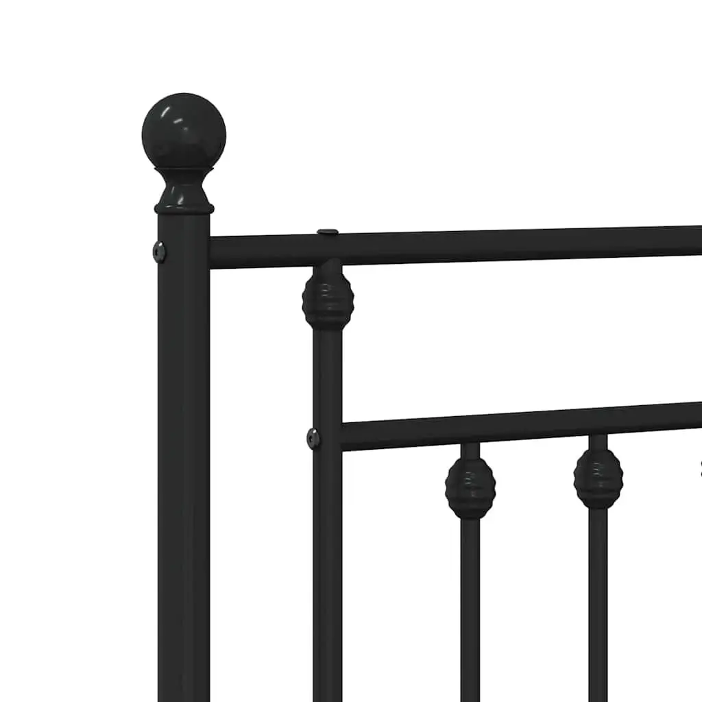 Black Metal Bed Frame 135x190 cm with Headboard