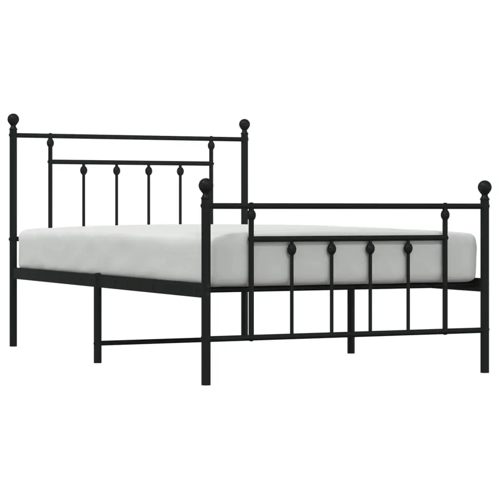 Metal Bed Frame Black King Single 107x203cm Sturdy Steel Construction with Footboard