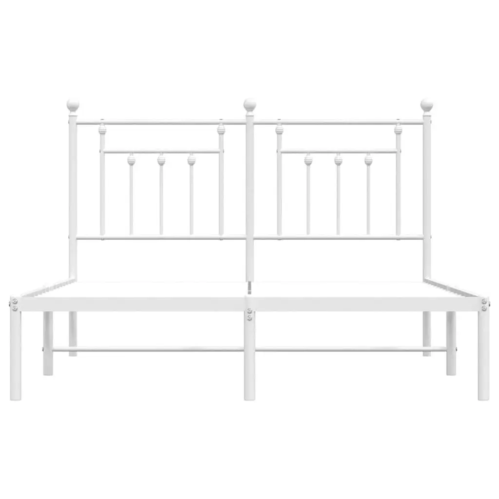 Metal Bed Frame White 150x200 cm with Headboard Slatted Base