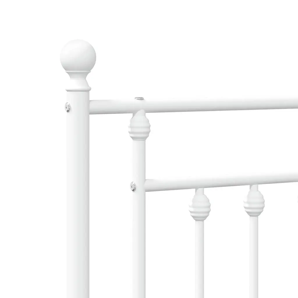 Metal Bed Frame White King Size with Headboard and Under-Bed Storage