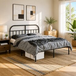Concise and Sturdy Metal Bed Frame 150x200 cm