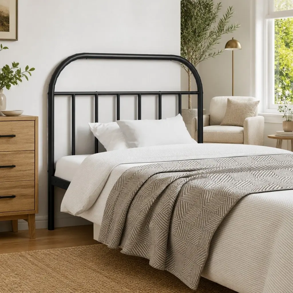 107 cm Black Metal Headboard with Sturdy Support