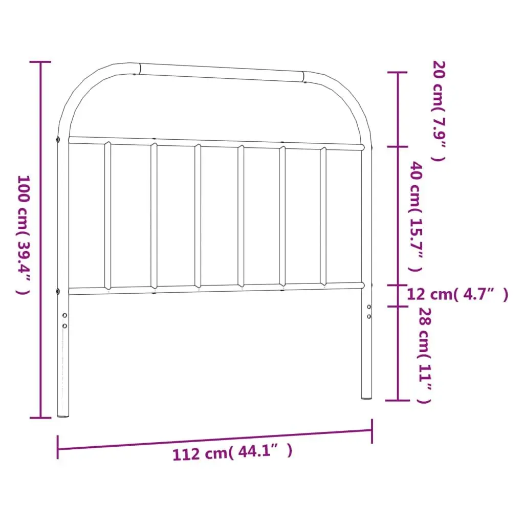 107 cm Black Metal Headboard with Sturdy Support
