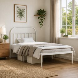 Compact King Single Metal Bed Frame with Headboard
