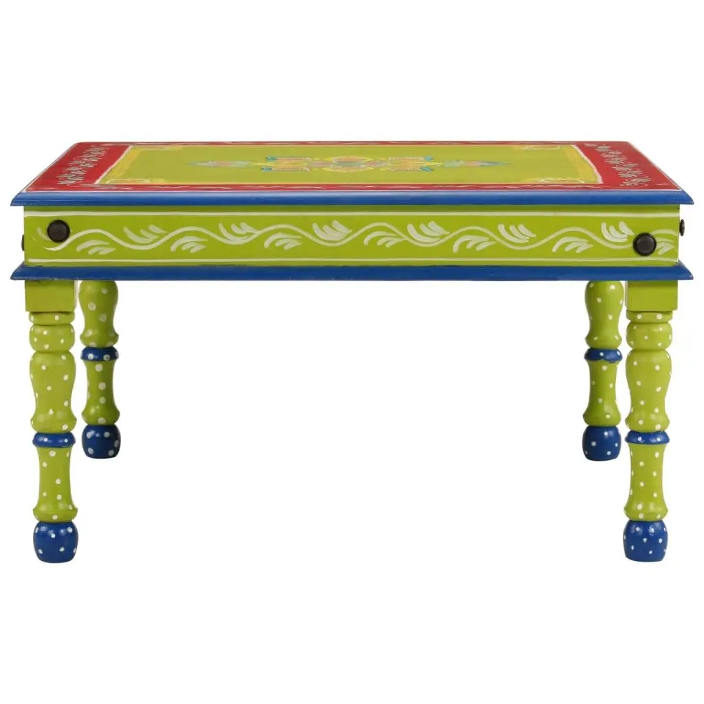 Coffee Table Green Solid Wood Hand-Painted Decorative