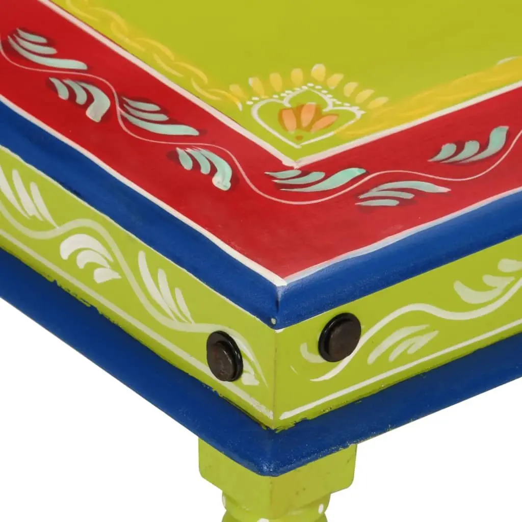 Coffee Table Green Solid Wood Hand-Painted Decorative