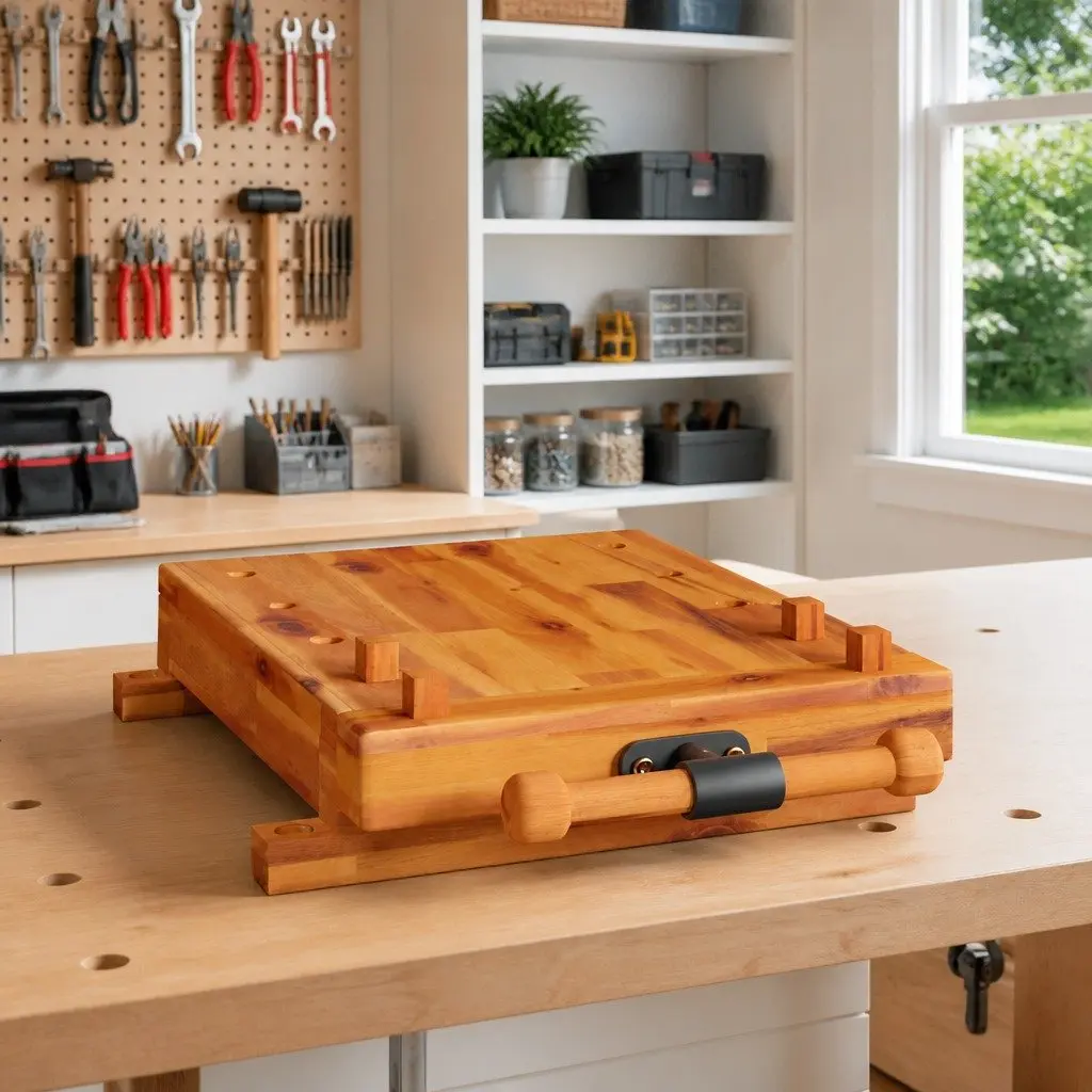 Workbench Tabletop Brown 52x44x9.5 cm Solid Wood with Vice