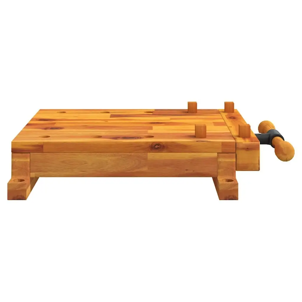 Workbench Tabletop Brown 52x44x9.5 cm Solid Wood with Vice