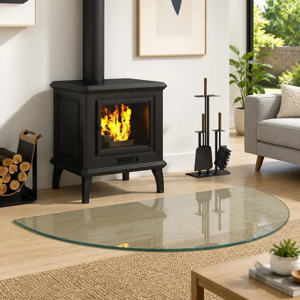 Fireplace Hearth Protector Transparent 1000 x 600 mm Heat-Resistant Tempered Glass