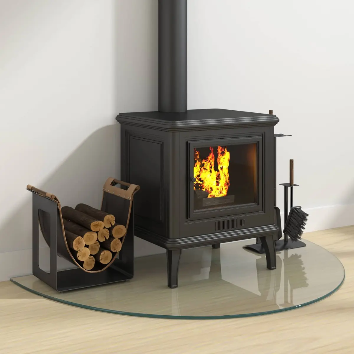 Fireplace Hearth Protector Transparent 1000 x 600 mm Heat-Resistant Tempered Glass