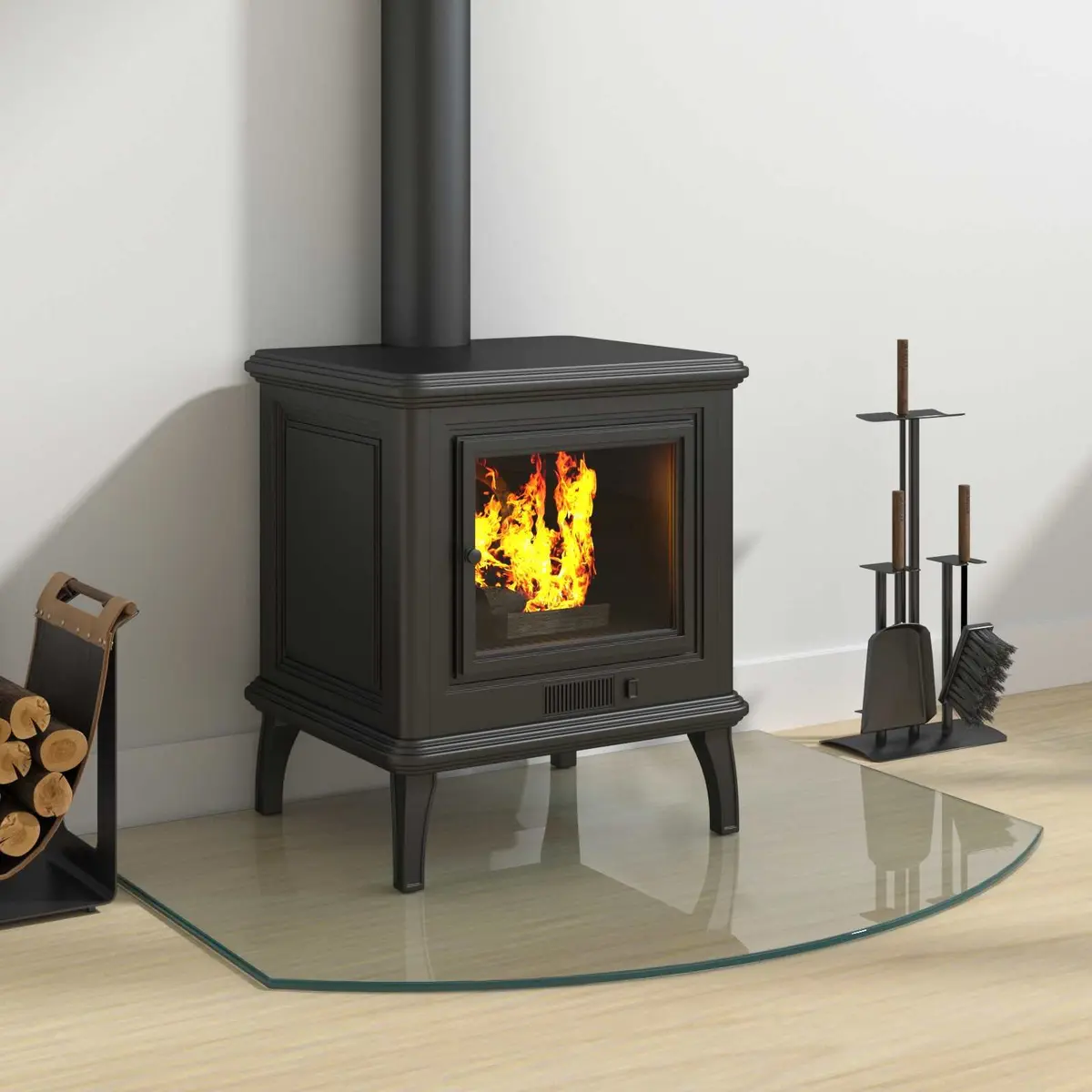Fireplace Hearth Protector Transparent 80 x 60 cm Heat-resistant Tempered Glass