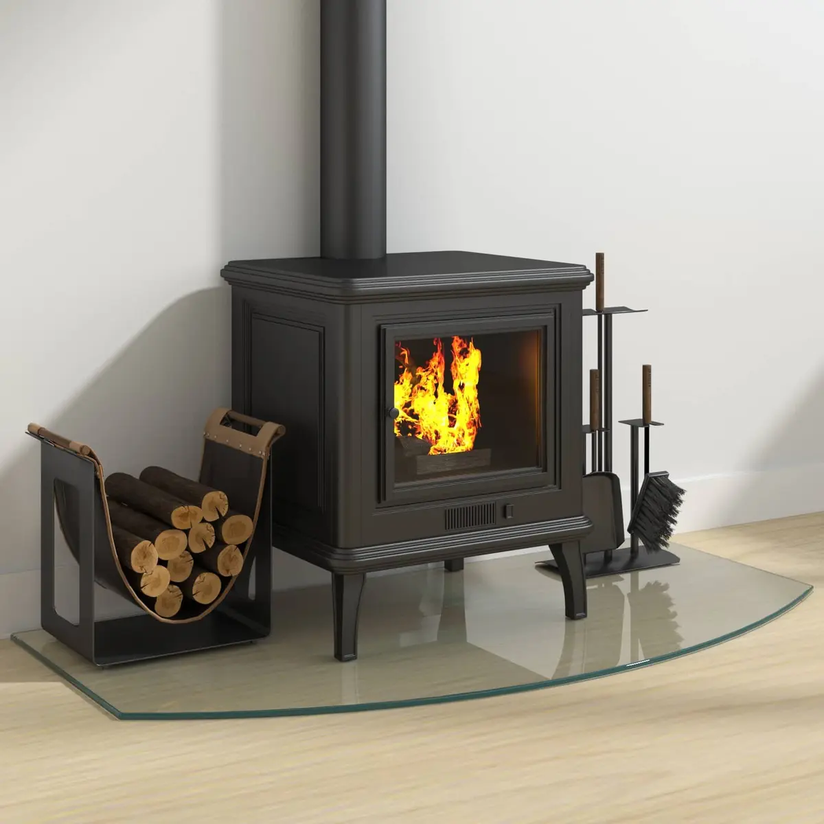 Fireplace Hearth Pad Heat Resistant Tempered Glass Transparent 100 x 50 cm