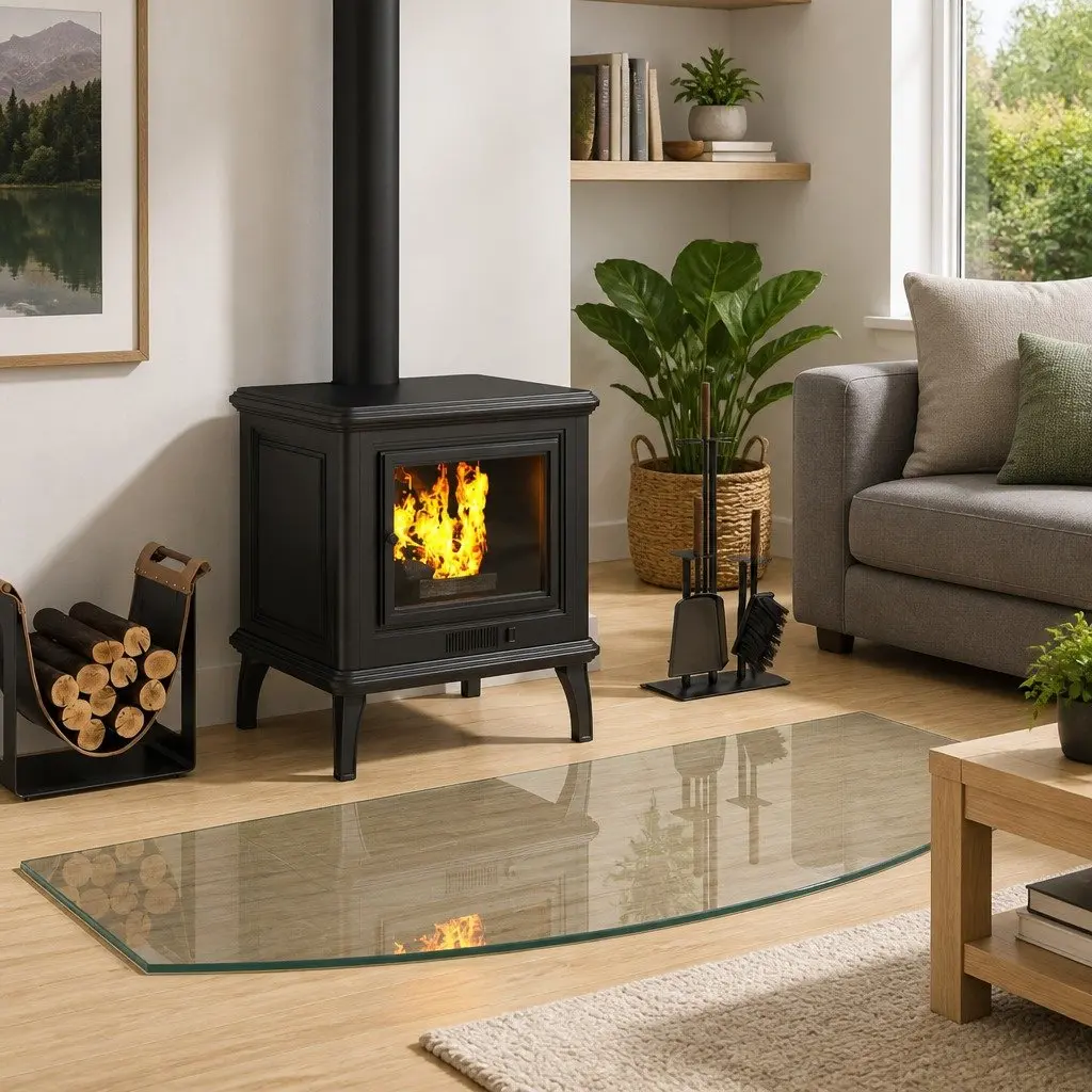 Fireplace Glass Plate Transparent 120 x 50 cm Tempered Heat Resistant