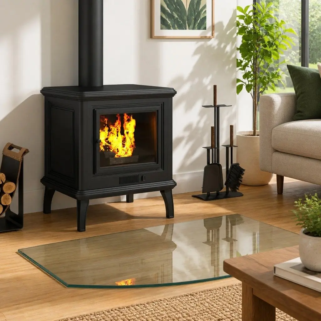 Fireplace Glass Plate Transparent 80 x 50 cm Heat Resistant Tempered Glass Floor Protector