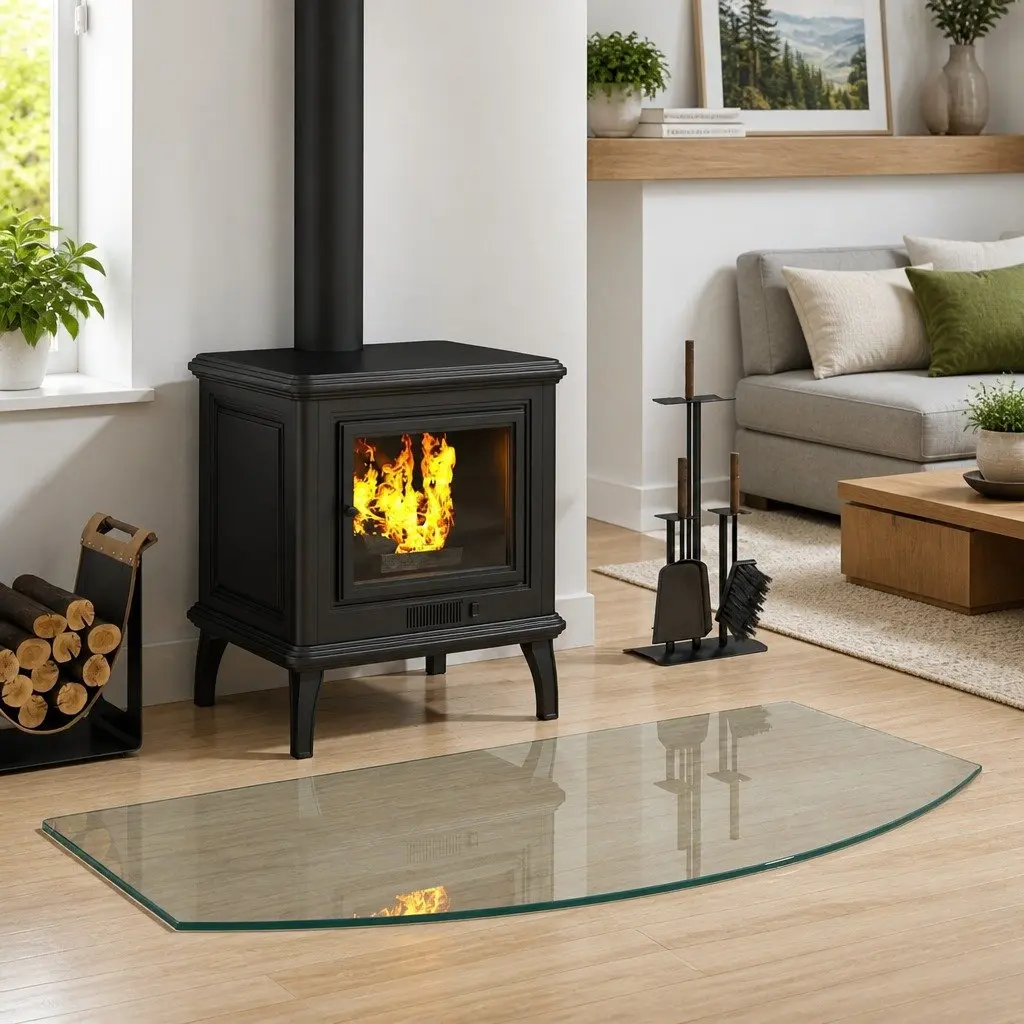 Fireplace Glass Plate Transparent 100 x 50 cm Heat-Resistant Tempered
