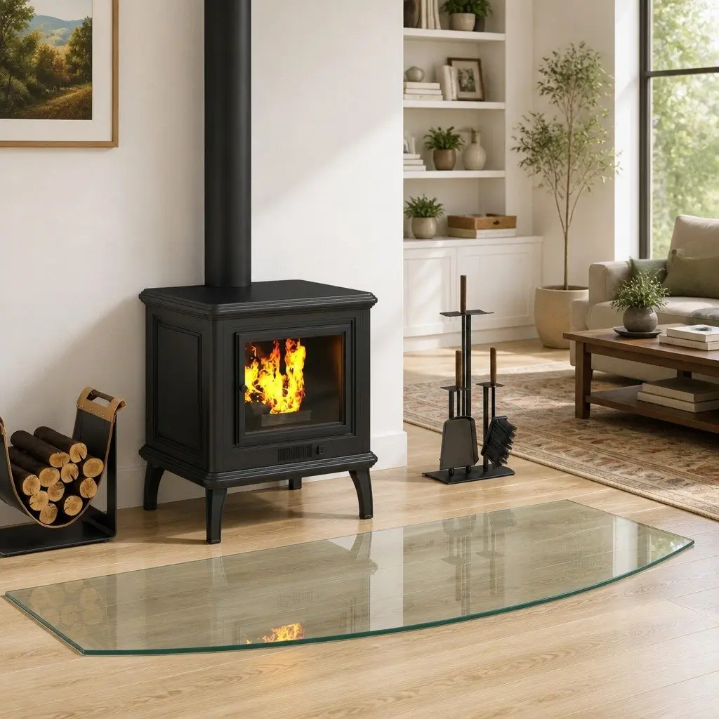 Fireplace Glass Plate Transparent 120 x 50 cm Heat Resistant Tempered Glass Floor Protector