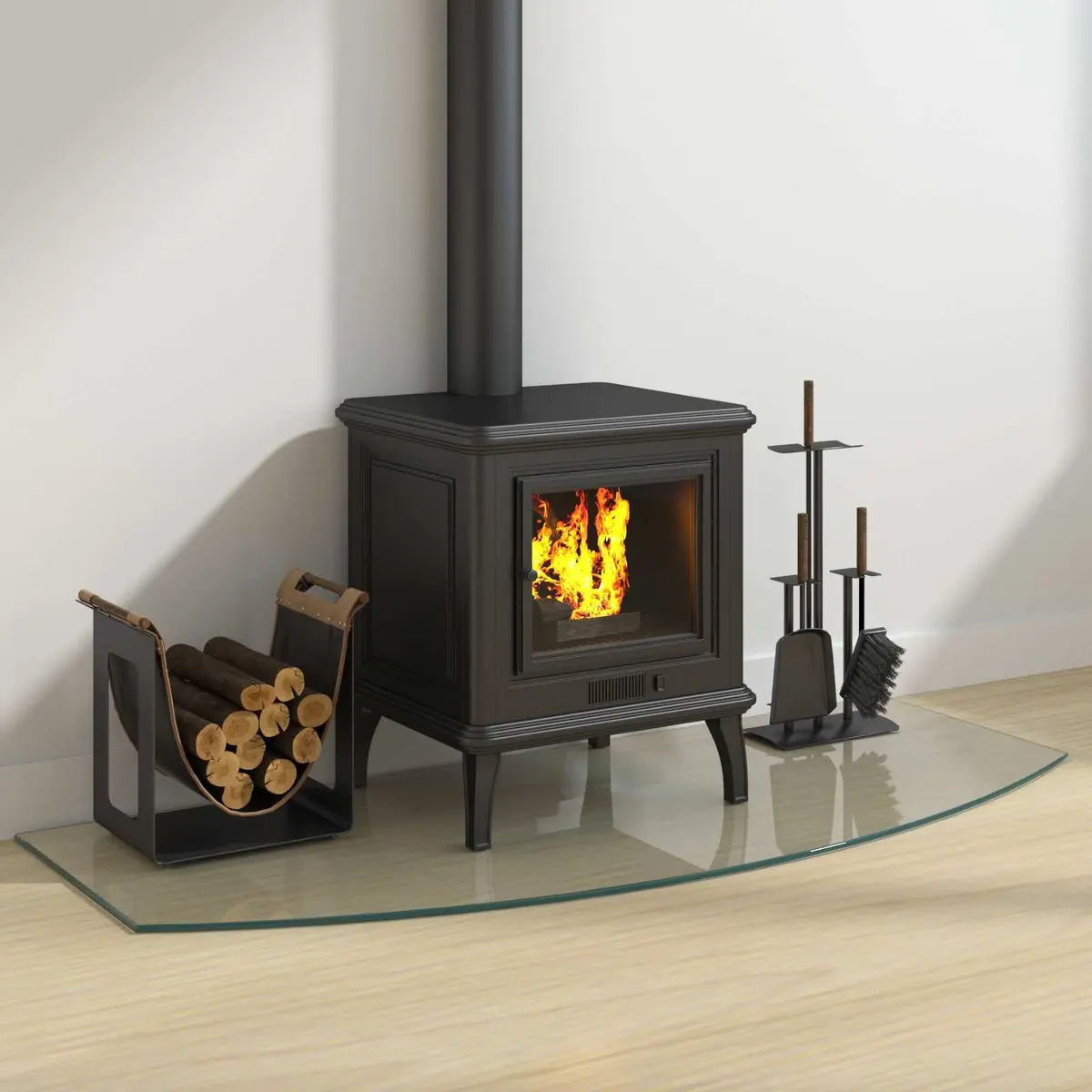 Fireplace Glass Plate Transparent 120 x 50 cm Heat Resistant Tempered Glass Floor Protector