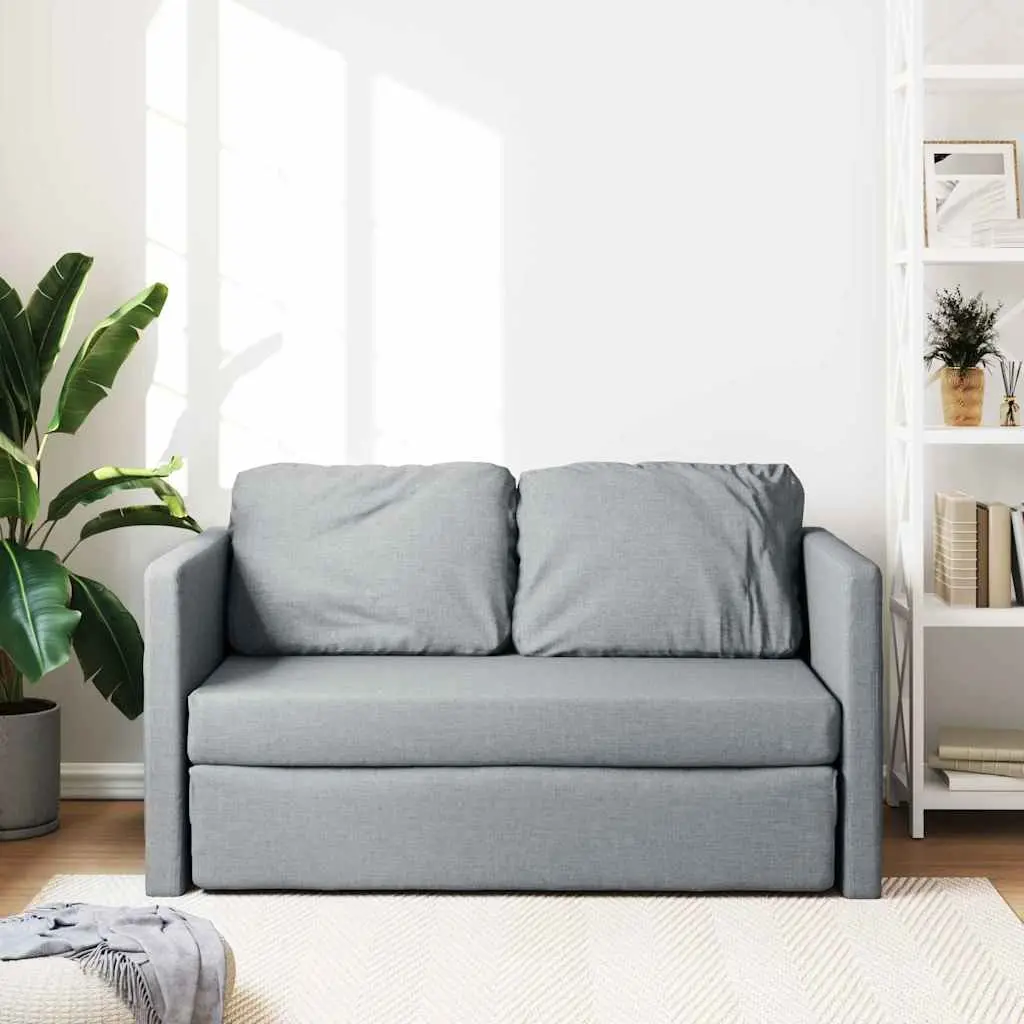 Floor Sofa Bed Grey 2-in-1 Convertible Loveseat Double Bed Fabric Folding