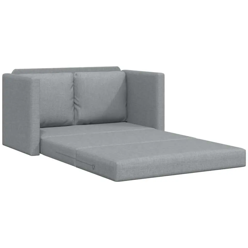 Floor Sofa Bed Grey 2-in-1 Convertible Loveseat Double Bed Fabric Folding