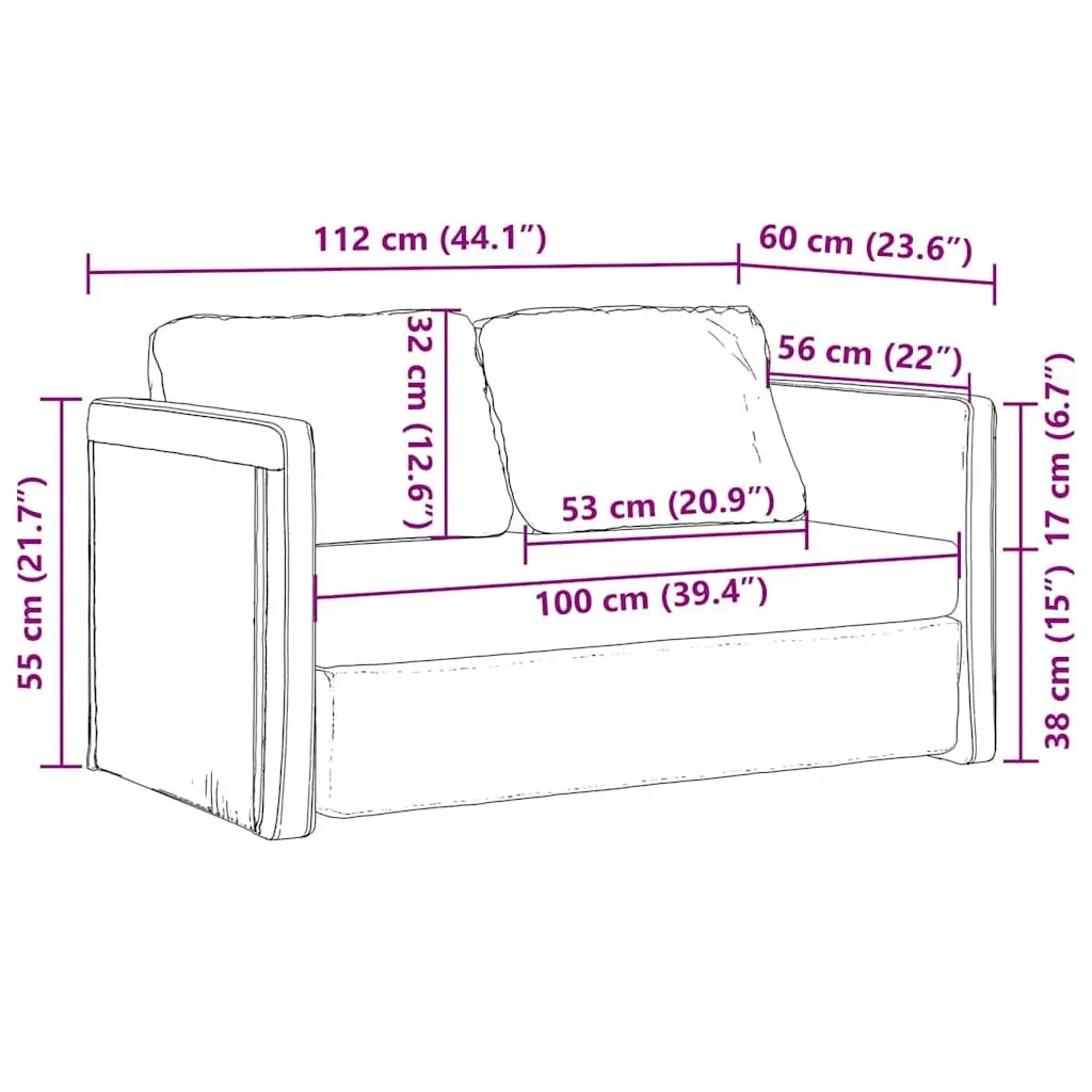 Floor Sofa Bed Dark Grey 2-in-1 Convertible Sleeper Loveseat Folding Guest Bed