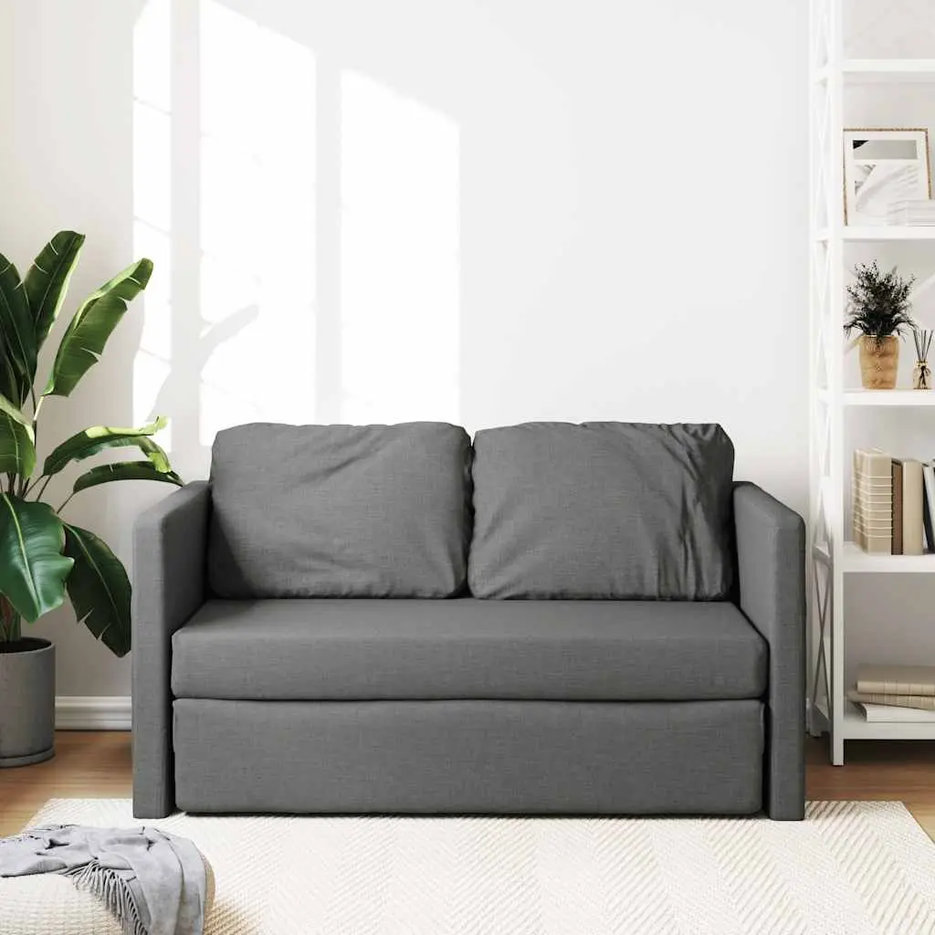 Floor Sofa Bed Dark Grey 2-in-1 Convertible Sleeper Loveseat Folding Guest Bed