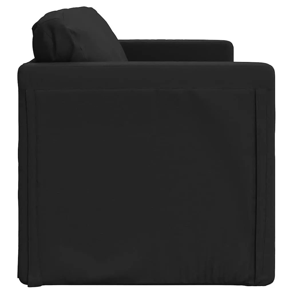 Floor Sofa Bed Black 2-in-1 Convertible Loveseat Double Bed Faux Leather