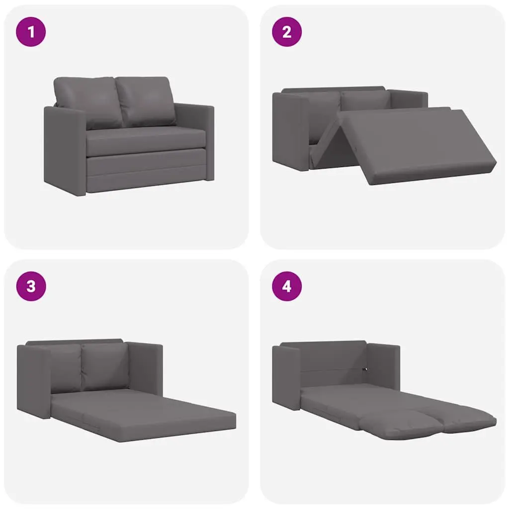 Floor Sofa Bed Grey 2-in-1 Convertible Loveseat Folding Sleeper