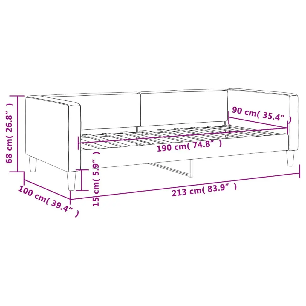 Grey Fabric Day Bed 90x190 cm for Comfort