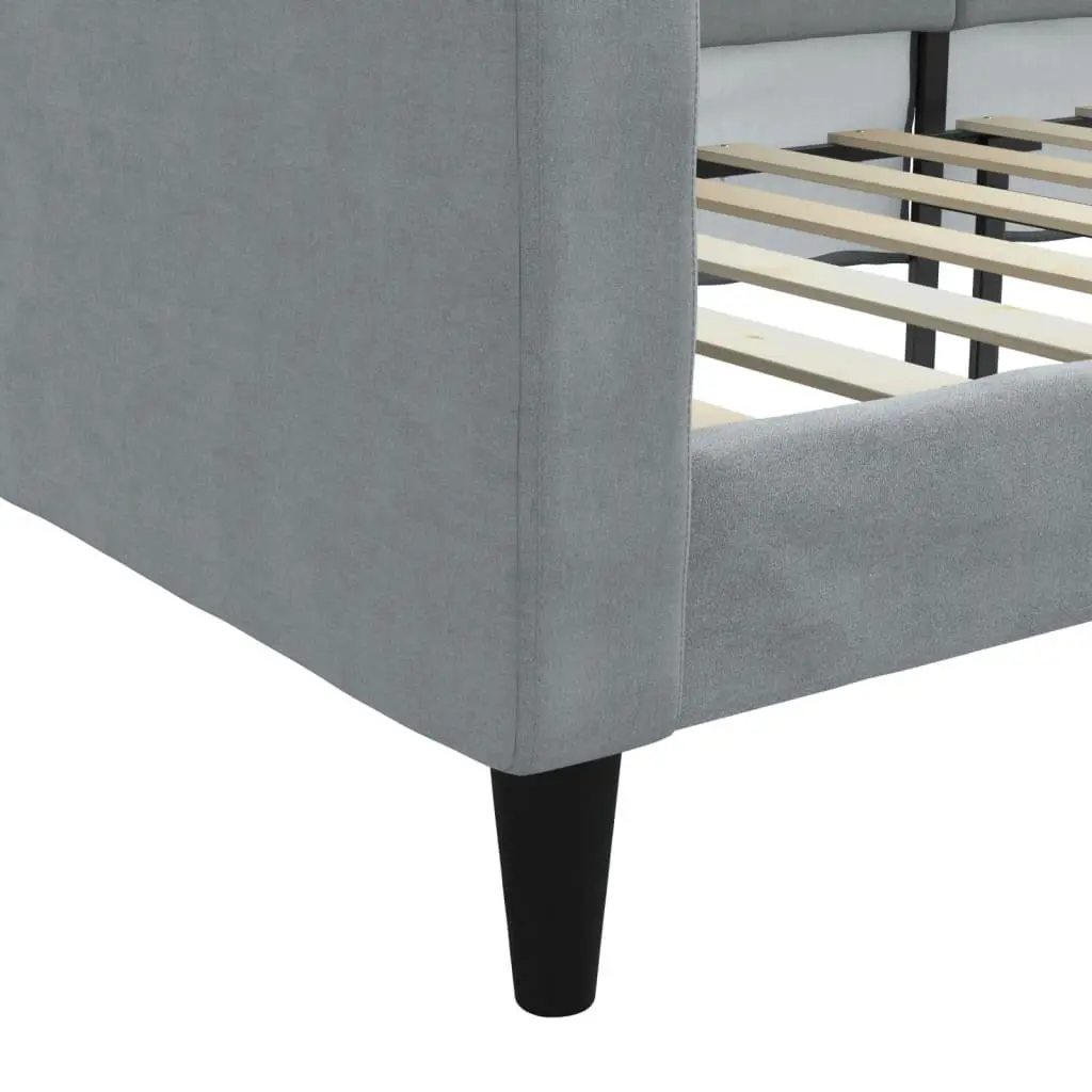 Day Bed Sofa Bed 90x190 cm Grey Fabric Upholstered Modern Guest Sleeping Lounger
