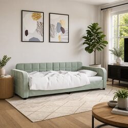 Day Bed Sofa Grey 90x190cm Modern Couch Furniture Guest Bedroom Living Room