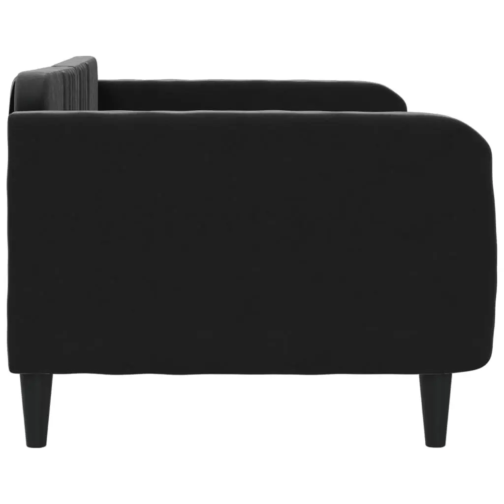 Day Bed Sofa Bed 90x190 cm Black Velvet Upholstered Sleeper Guest Bedroom