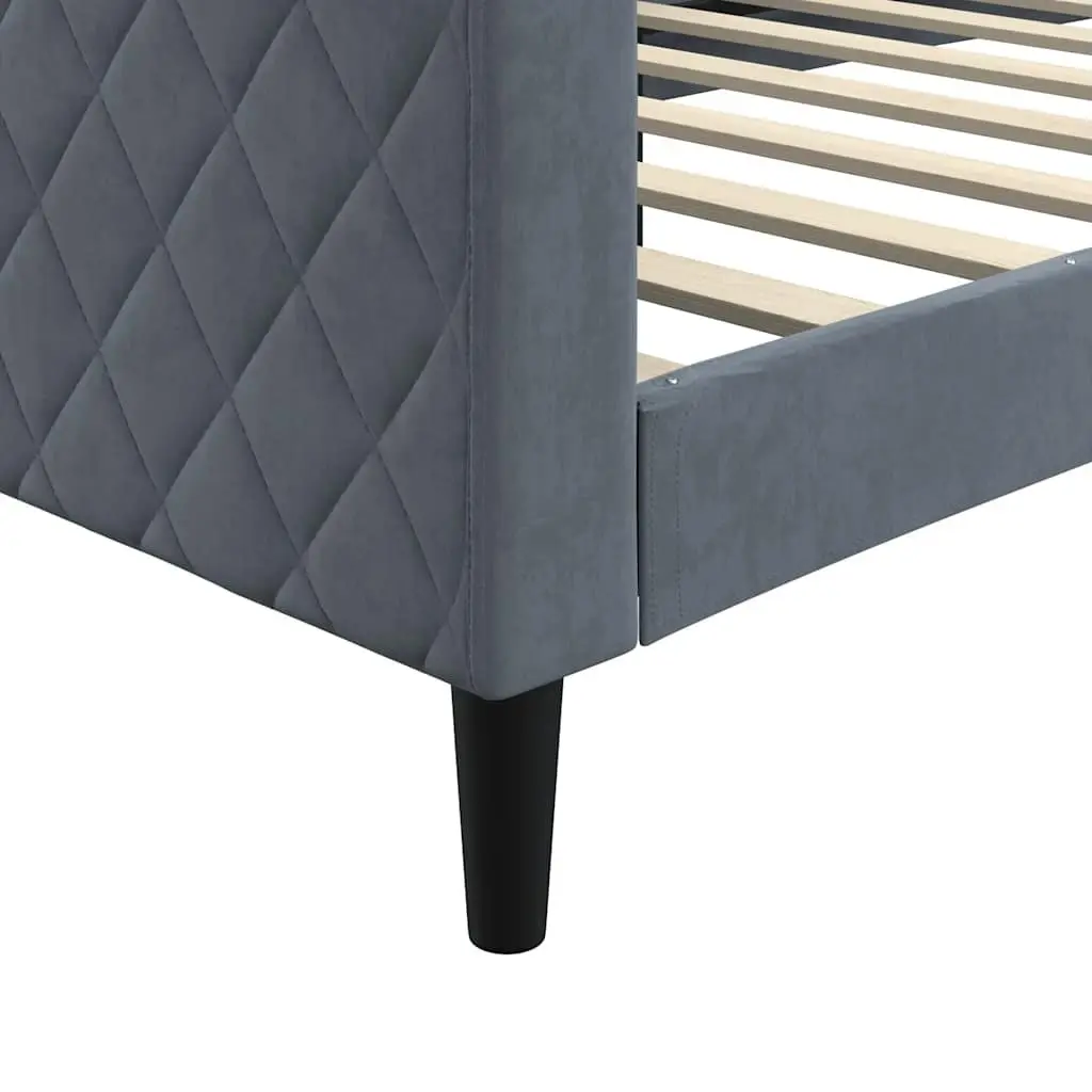 Day Bed Grey Velvet Frame 90x190 cm Sofa Bed Multifunctional Sleeper Couch