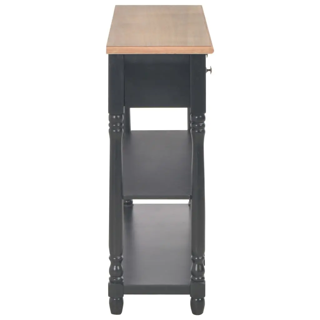 Black Console Table with 3 Drawers and 2 Shelves 110x30x76cm for Living Room Entryway or Hallway Storage