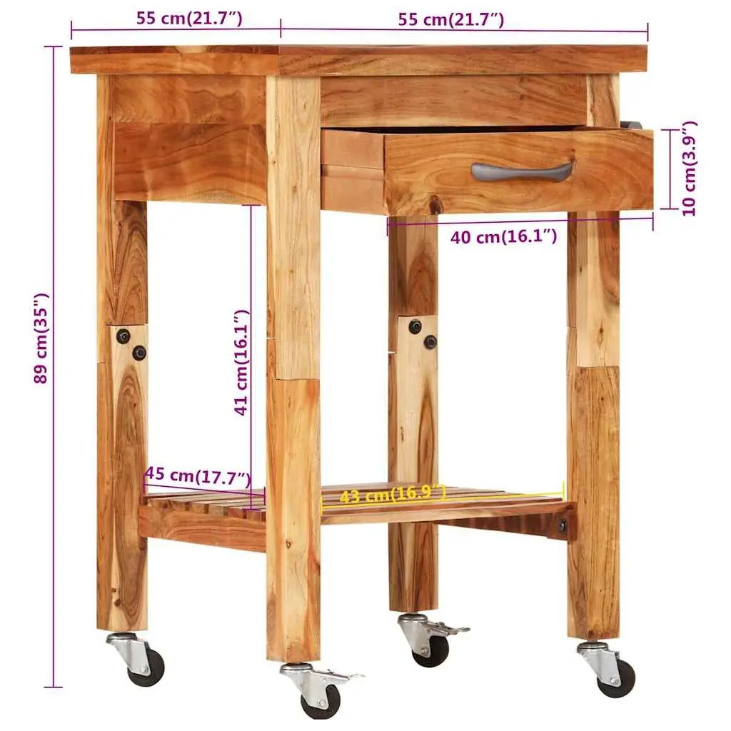 Kitchen Trolley 55x55x89cm with Storage and Towel Rack