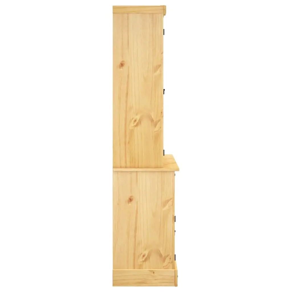 Solid Pine Wood Highboard Storage Cabinet Brown with Multiple Drawers Shelves and Doors 112x43x196cm