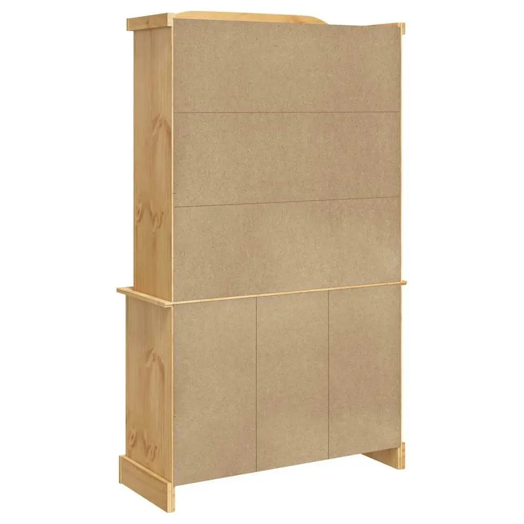 Solid Pine Wood Highboard Storage Cabinet Brown with Multiple Drawers Shelves and Doors 112x43x196cm
